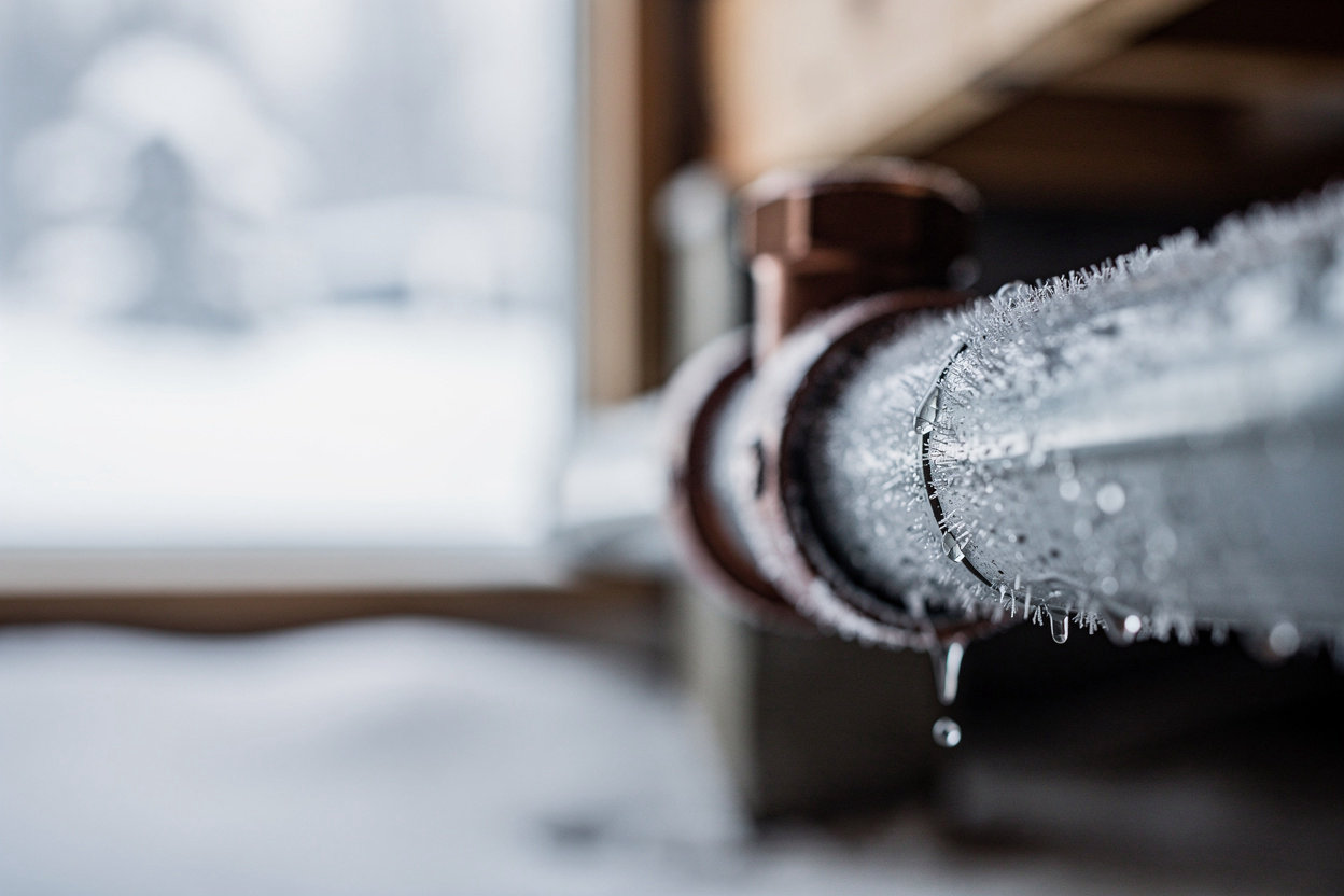 Frozen winter pipes requiring frozen pipe repair and burst pipe repair from Mossback Plumbing in Spokane, WA