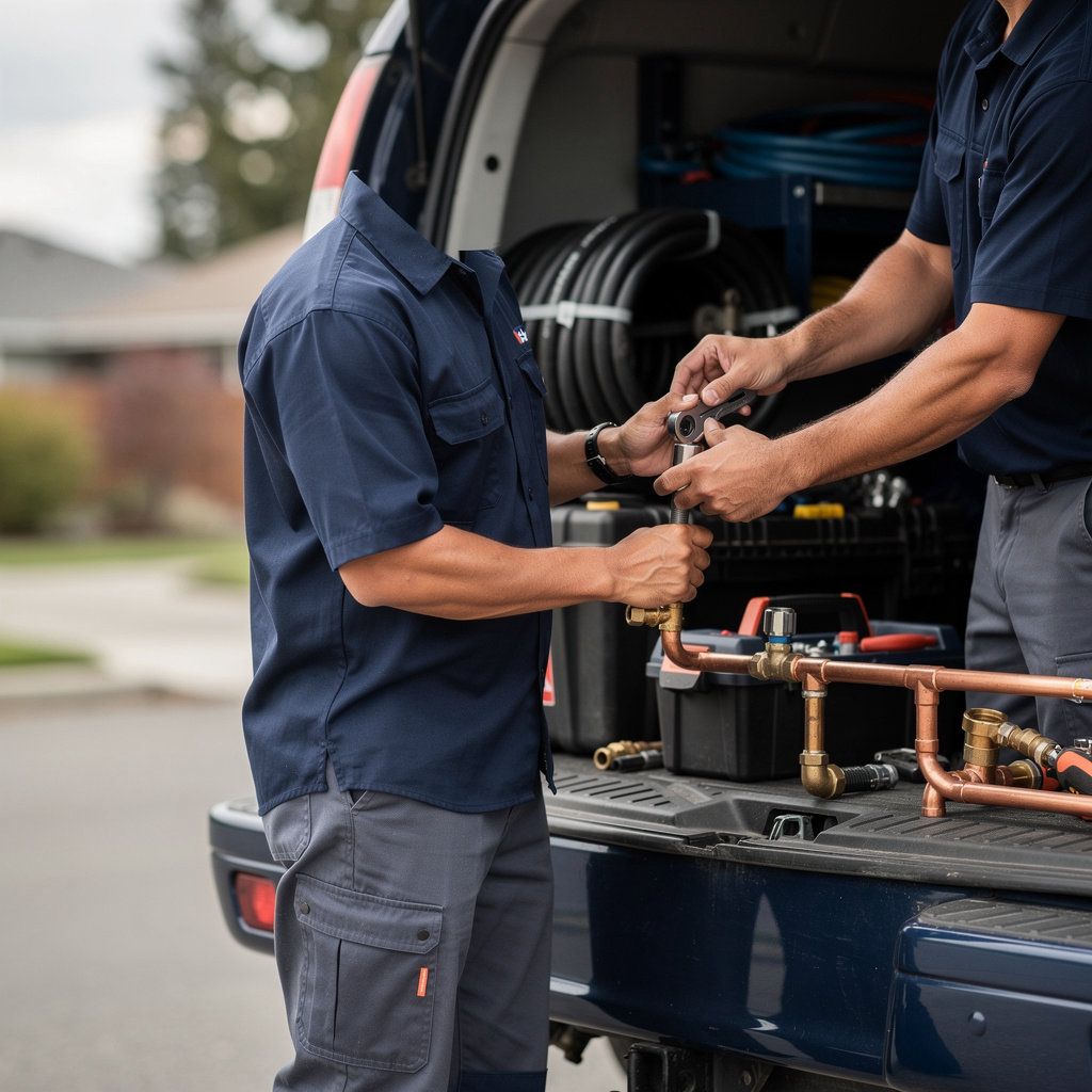 Dale, owner of Mossback Plumbing, with the family plumbing crew serving Spokane, WA and the surrounding area