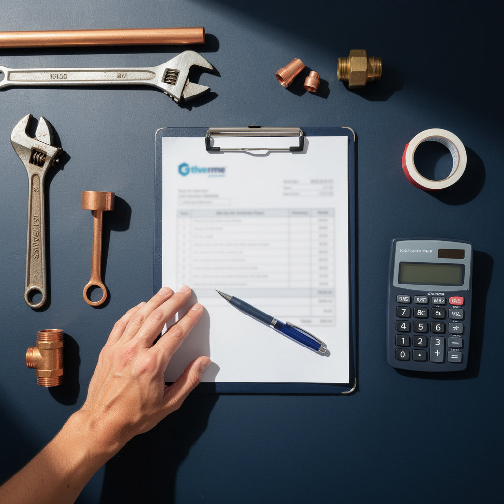 Mossback Plumbing tools and written upfront quote for a Spokane plumbing job